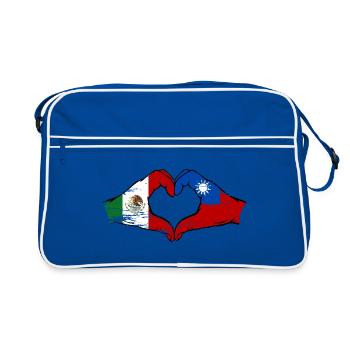 Mexiko Taiwan Flagge Hände Herzform used - Retro Tasche - Blau/Weiß - Vorne
