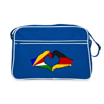 Seychelles Allemagne Drapeau Mains Coeur Forme - Sac Retro - bleu/blanc - Devant