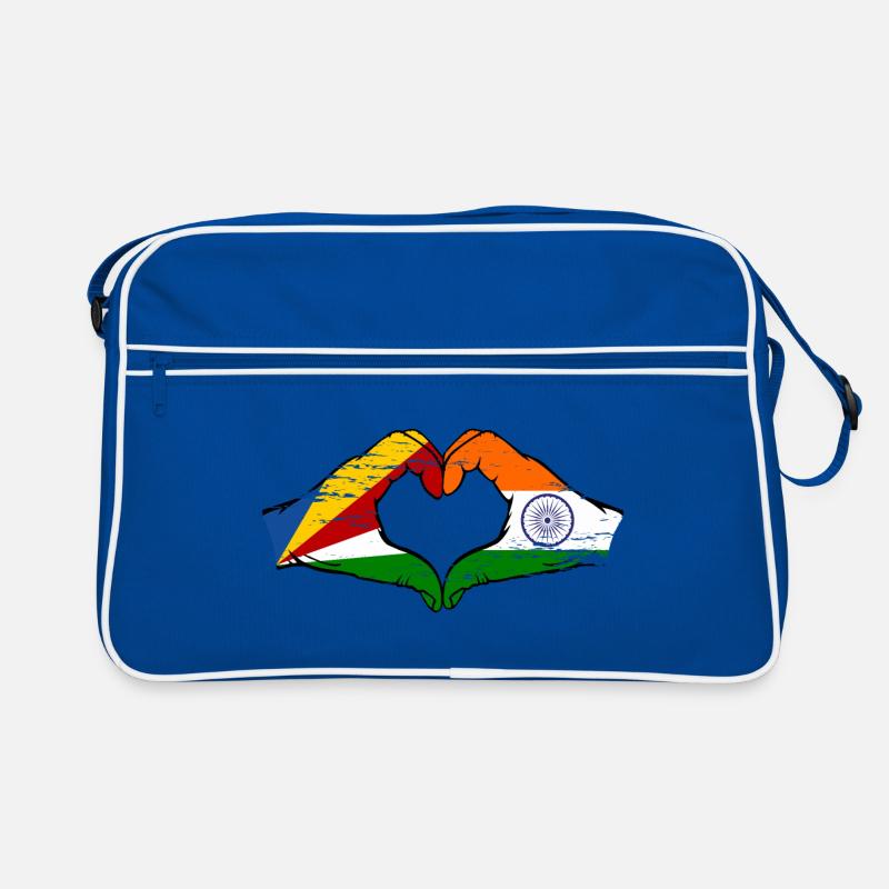 Seychelles Inde drapeau mains forme de coeur utilisé Sac Retro