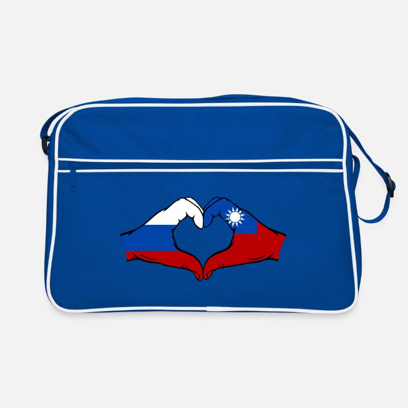 Russie Taiwan Drapeau Mains Coeur Forme Sac Retro