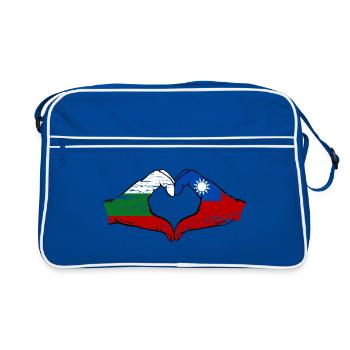 Bulgarien Taiwan Flagge Hände Herzform used - Retro Tasche - Blau/Weiß - Vorne