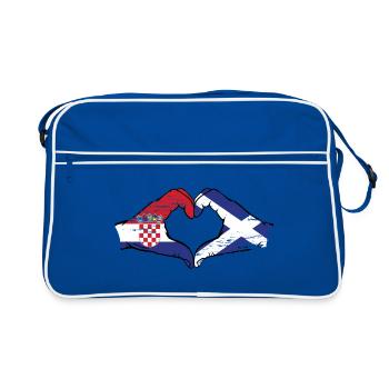 Croatie Ecosse drapeau mains forme de coeur utilisé - Sac Retro - bleu/blanc - Devant