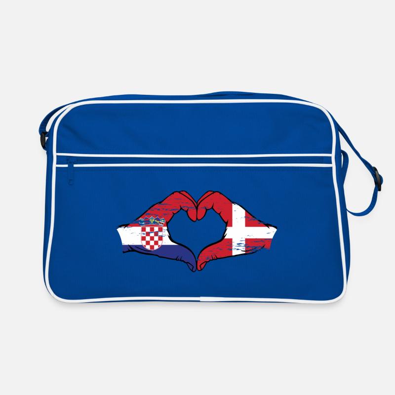 Croatie Danemark drapeau mains forme de coeur utilisé Sac Retro
