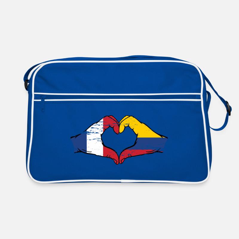 France Colombie Drapeau Mains Coeur Forme Utilisé Sac Retro
