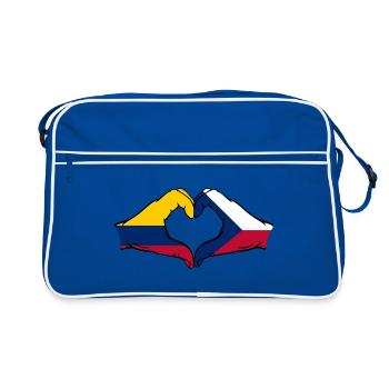 Colombie République tchèque Drapeau Mains Coeur Forme - Sac Retro - bleu/blanc - Devant