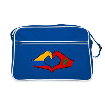 Kolumbien Marokko Flagge Hände Herzform - Retro Tasche - Blau/Weiß - Vorne