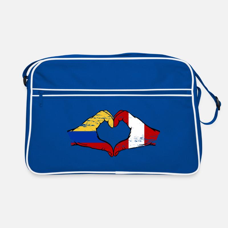 Colombie Pérou drapeau mains forme de coeur utilisé Sac Retro