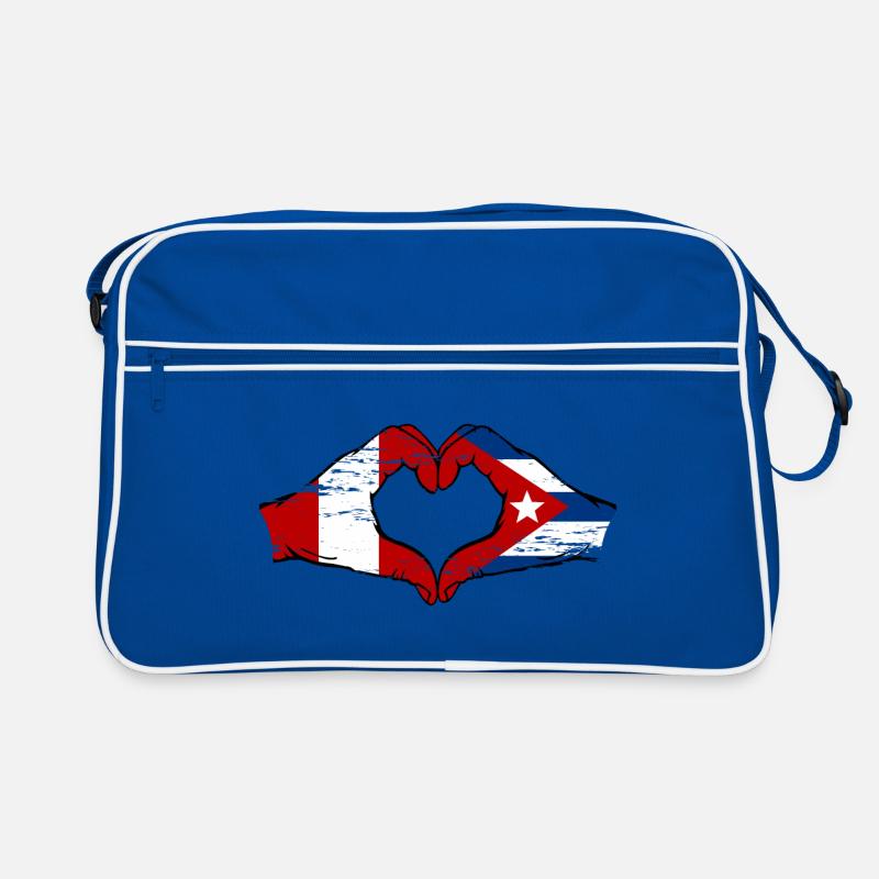 Pérou Cuba drapeau mains forme de coeur utilisé Sac Retro