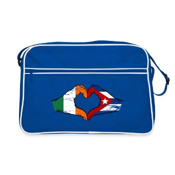 Irlande Cuba Drapeau Mains Coeur Forme Utilisé - Sac Retro - bleu/blanc - Devant