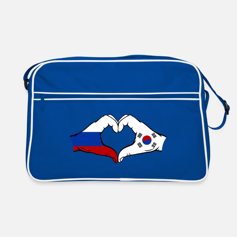 Russie Corée du Sud Drapeau Mains Coeur Forme Sac Retro