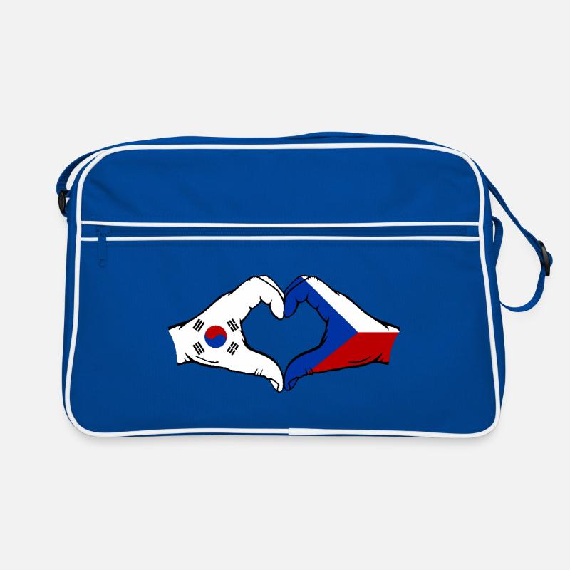 Corée du Sud République tchèque drapeau mains forme coeur Sac Retro