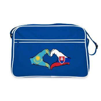 Kazakhstan Slovaquie Drapeau Mains Coeur Forme - Sac Retro - bleu/blanc - Devant
