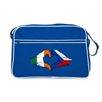 Irlande République tchèque drapeau mains coeur forme utilisé - Sac Retro - bleu/blanc - Devant