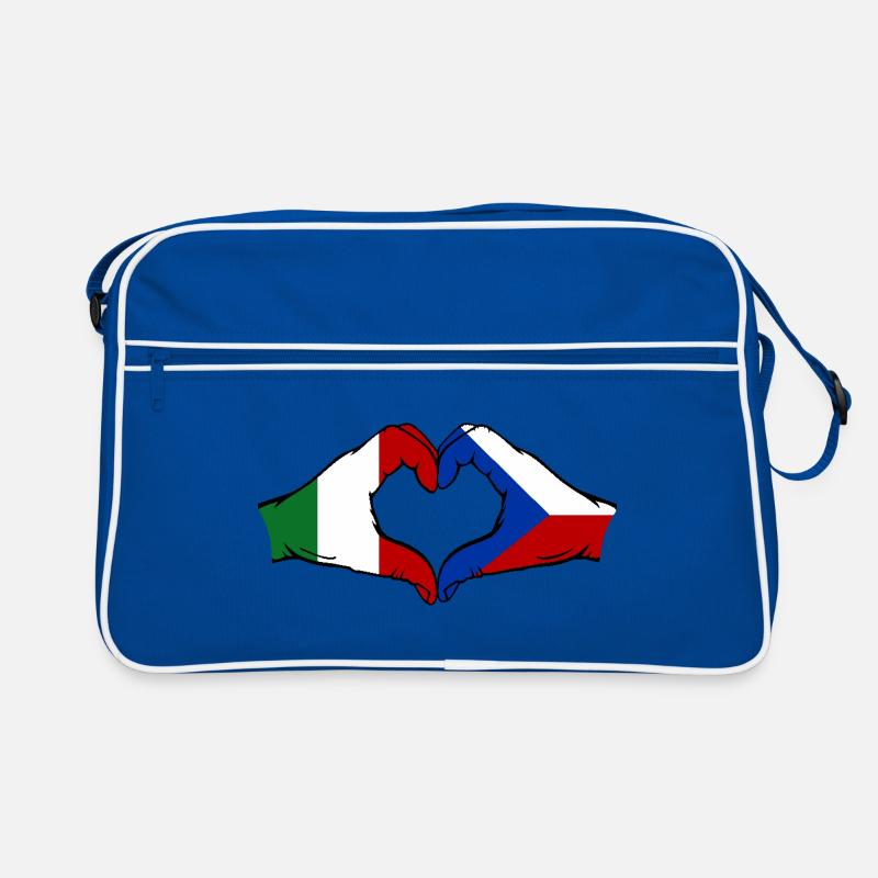 Italie République tchèque drapeau mains forme de coeur Sac Retro