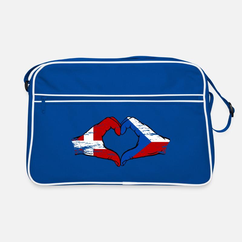 Danemark République tchèque drapeau mains coeur utilisé Sac Retro