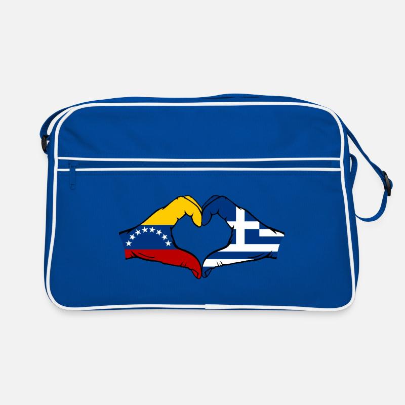 Venezuela Grèce Drapeau Mains Coeur Forme Sac Retro