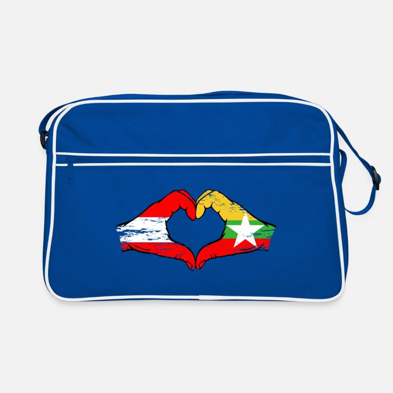Autriche Myanmar drapeau mains forme de coeur utilisé Sac Retro