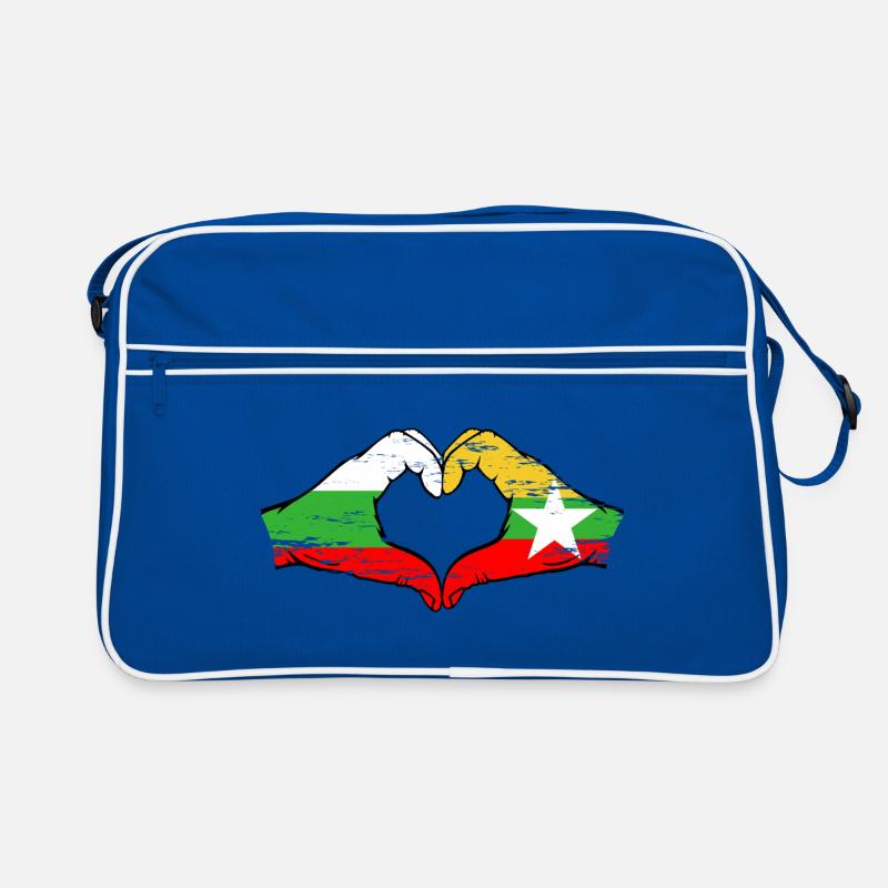 Bulgarie Myanmar drapeau mains forme de coeur utilisé Sac Retro