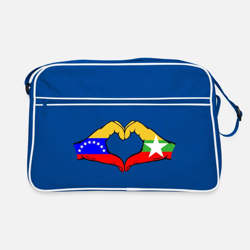 Venezuela Myanmar Drapeau Mains Coeur Forme Sac Retro