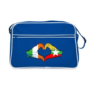 Irlande Myanmar drapeau mains forme de coeur utilisé - Sac Retro - bleu/blanc - Devant