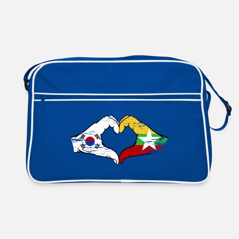 Corée du Sud Myanmar drapeau mains forme de coeur utilisé Sac Retro