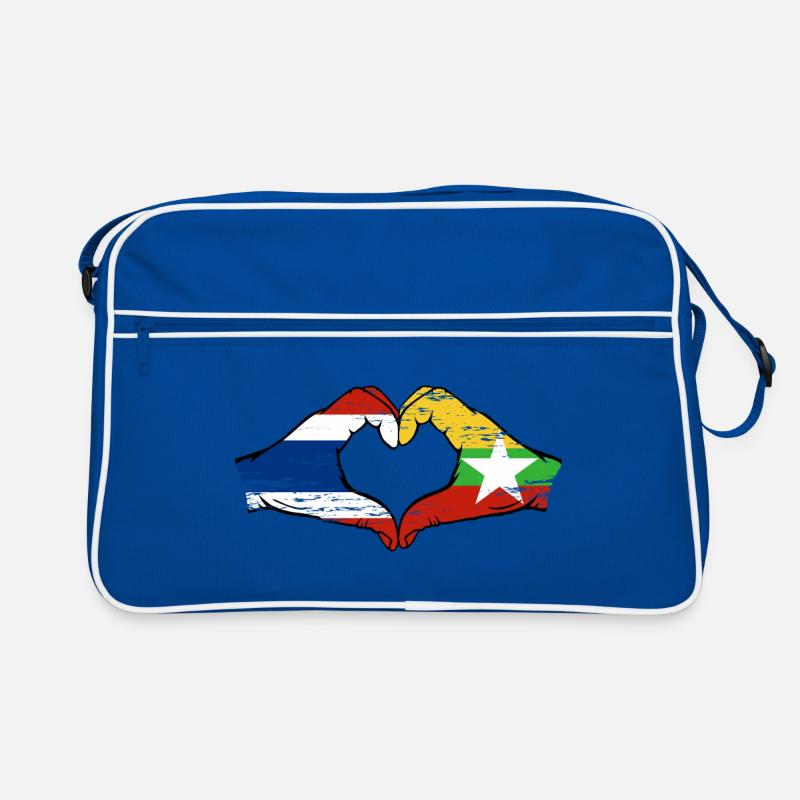 Thaïlande Myanmar drapeau mains forme de coeur utilisé Sac Retro