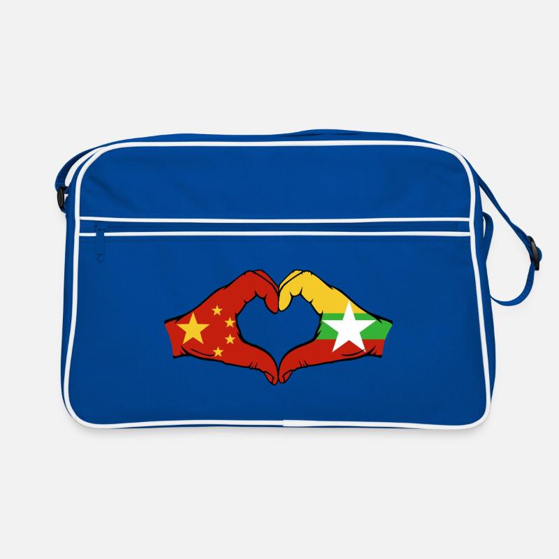 Chine Myanmar drapeau mains forme coeur Sac Retro