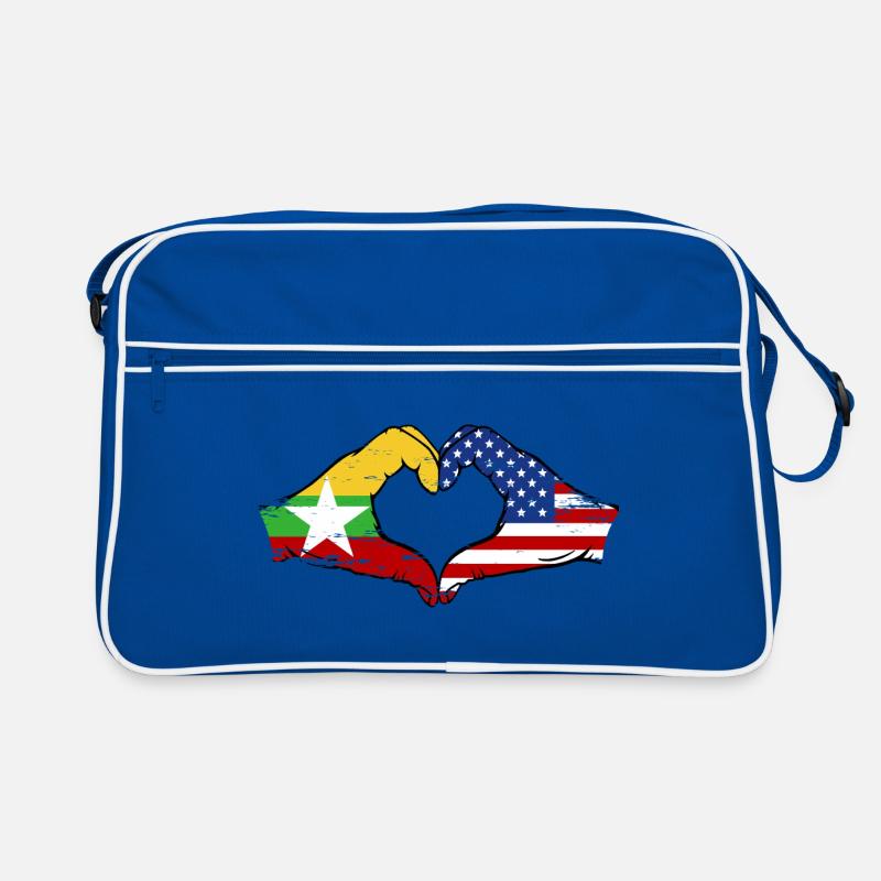 Myanmar États-Unis drapeau mains forme de coeur utilisé Sac Retro