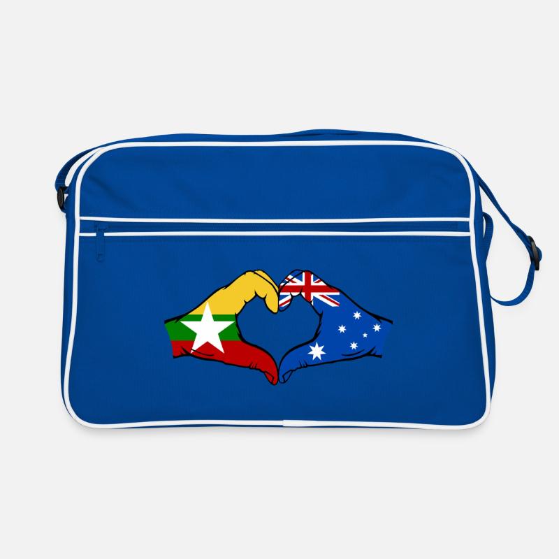 Myanmar Australie Drapeau Mains Coeur Forme Sac Retro