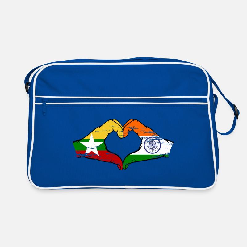 Myanmar Inde drapeau mains forme de coeur utilisé Sac Retro