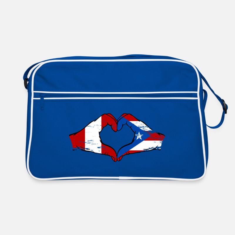 Pérou Porto Rico drapeau mains forme de coeur utilisé Sac Retro