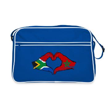 Afrique du Sud Maroc Drapeau Mains Coeur Forme Utilisé - Sac Retro - bleu/blanc - Devant