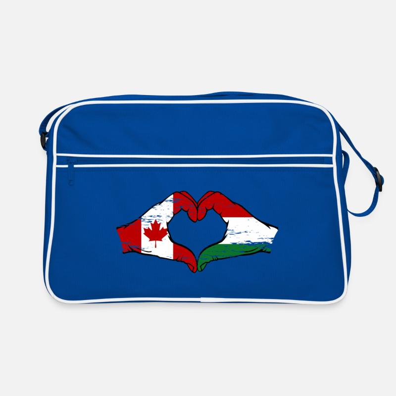 Canada Hongrie Drapeau Mains Coeur Forme Utilisé Sac Retro