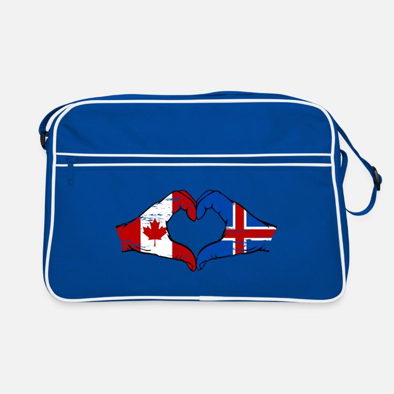 Canada Islande Drapeau Mains Coeur Forme Utilisé Sac Retro