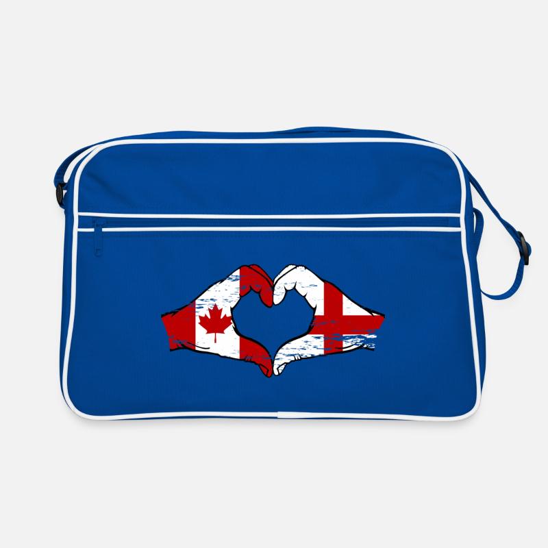 Canada Angleterre Drapeau Mains Coeur Forme Utilisé Sac Retro