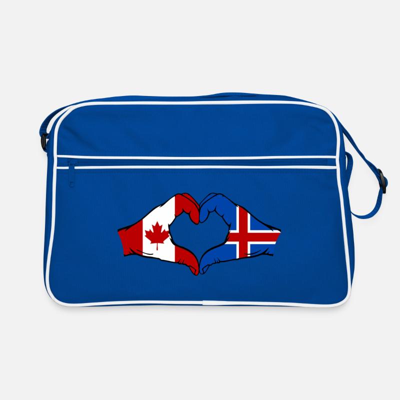 Canada Islande Drapeau Mains Coeur Forme Sac Retro