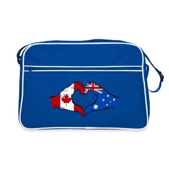 Canada Australie Drapeau Mains Coeur Utilisé - Sac Retro - bleu/blanc - Devant