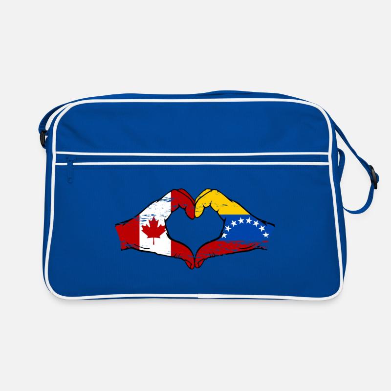 Canada Venezuela flag hands heart shape used Retro Bag