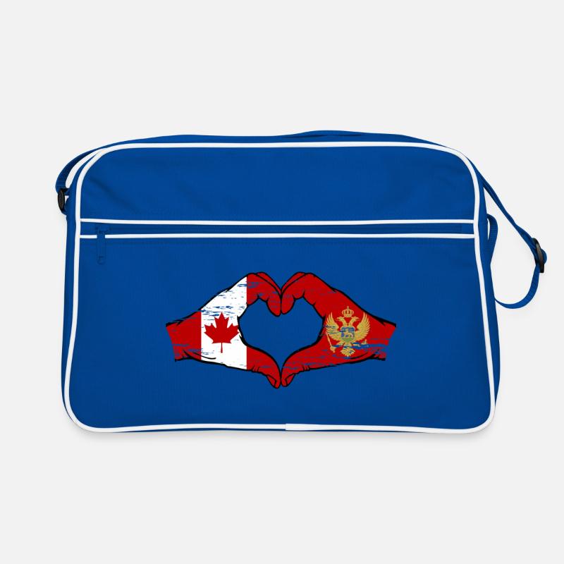 Canada Monténégro drapeau mains coeur utilisé Sac Retro