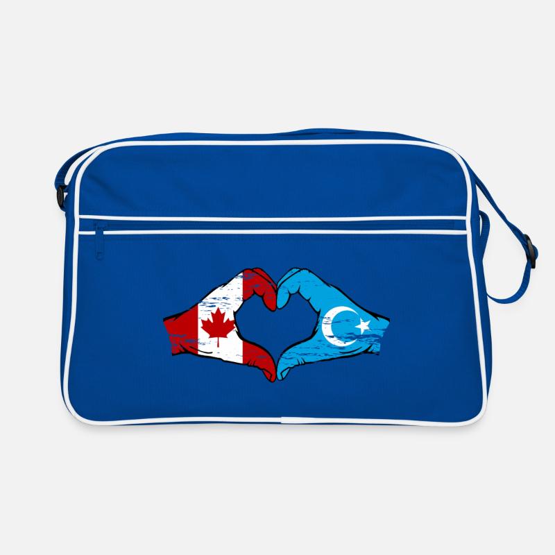 Canada Uyghur flag hands heart shape used Retro Bag