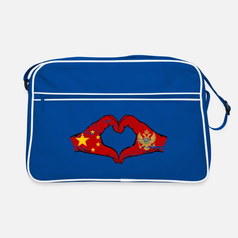 Chine Monténégro drapeau mains forme de coeur utilisé Sac Retro