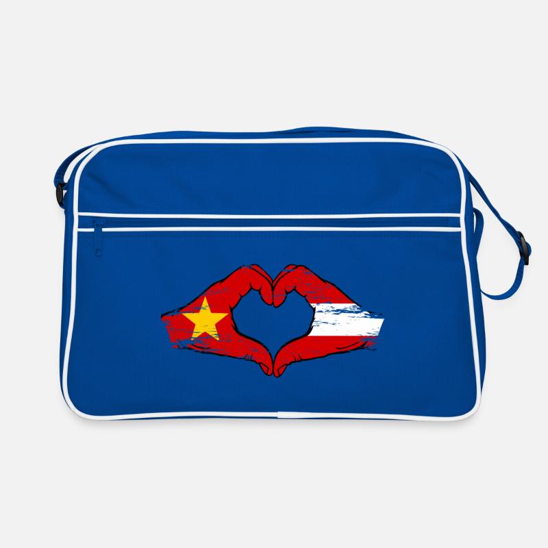 Vietnam Autriche Drapeau Mains Coeur Forme Utilisé Sac Retro