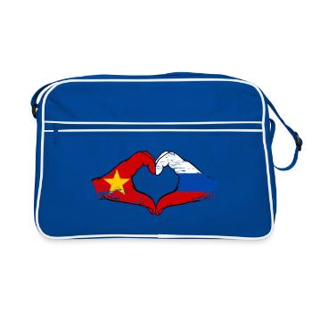Vietnam Russia Flag Hands Heart Shape Used - Retro Bag - blue/white - Front