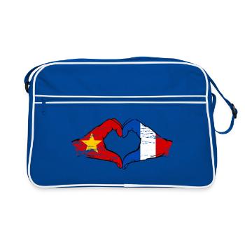 Vietnam France Drapeau Mains Coeur Forme Utilisé - Sac Retro - bleu/blanc - Devant
