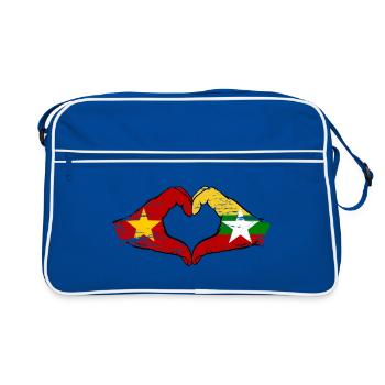 Vietnam Myanmar Flagge Hände Herzform used - Retro Tasche - Blau/Weiß - Vorne