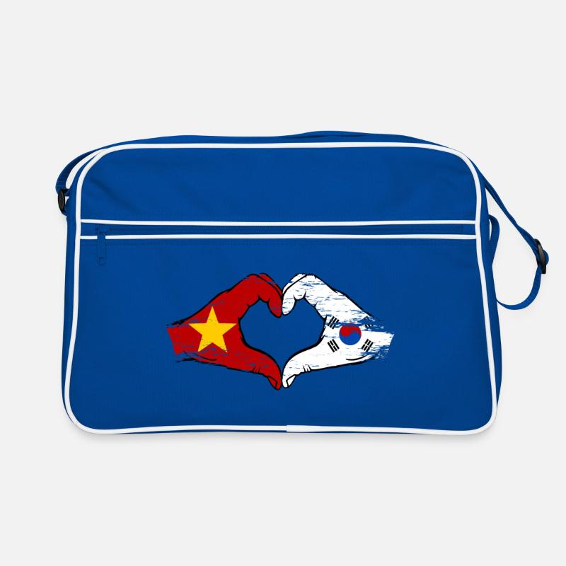 Vietnam Corée du Sud Drapeau Mains Coeur Forme Utilisé Sac Retro