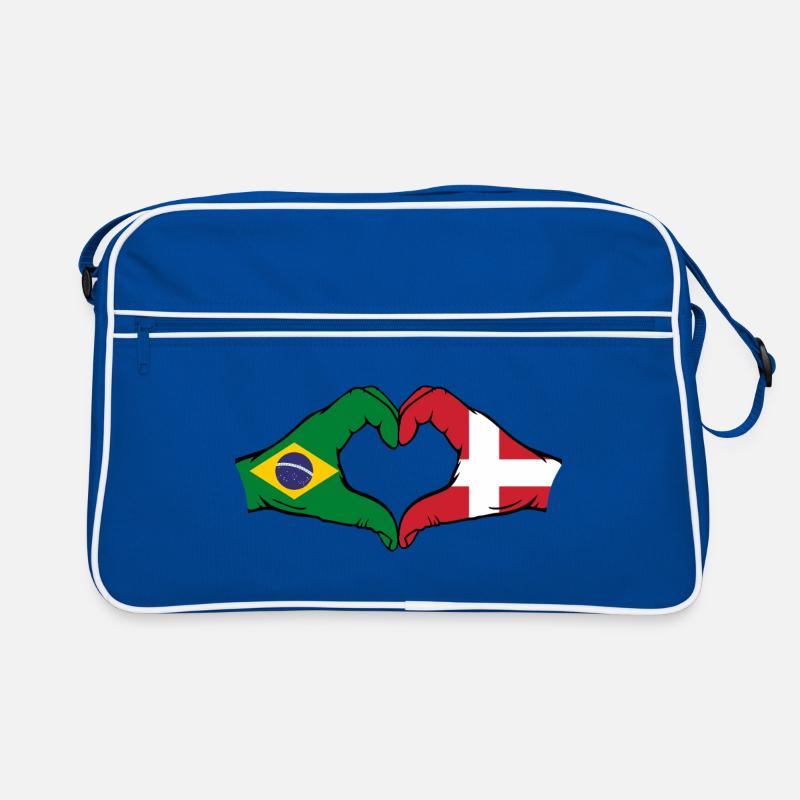 Brésil Danemark drapeau mains forme coeur Sac Retro