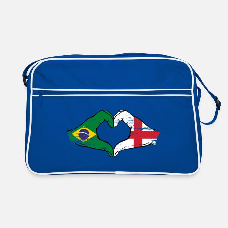 Brésil Angleterre drapeau mains forme de coeur utilisé Sac Retro