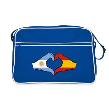 Argentinien Spanien Flagge Hände Herzform - Retro Tasche - Blau/Weiß - Vorne