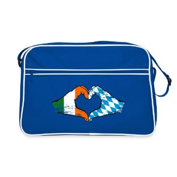 Irlande Bavière drapeau mains coeur utilisé - Sac Retro - bleu/blanc - Devant
